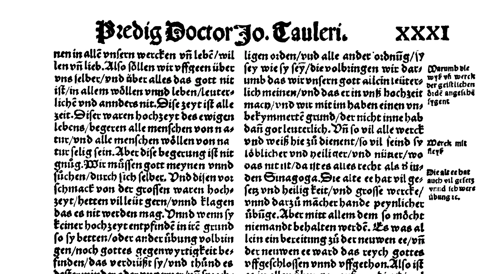 Seite aus Taulers Predigten (Druck 1522)