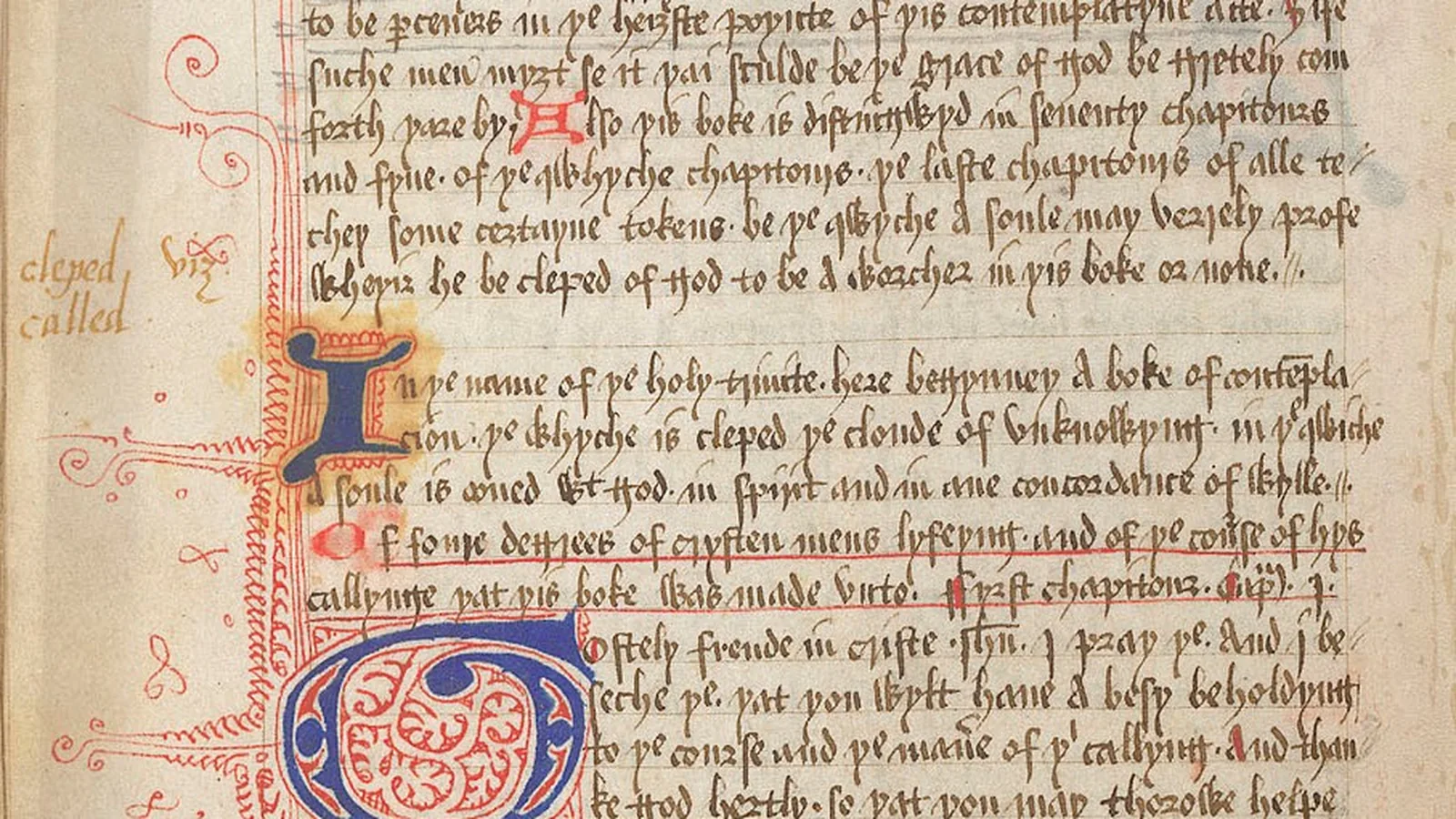 Handschriftenseite Harley 2373: Beginn der Cloud of Unknowing
